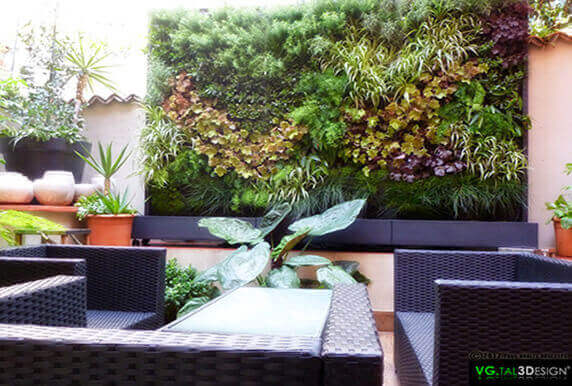 Mur végétal aménagement extérieur gamme Oxygène (plantes vivantes)